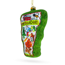 Load image into Gallery viewer, State of Vermont Symbols, USA Glass Christmas Ornament