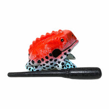 Load image into Gallery viewer, 3" Wooden Musical Frog - Red Dart Design (Percussion Instrument)