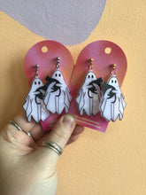 Load image into Gallery viewer, Spooky Snuggle Cat Ghost Earrings