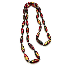 Load image into Gallery viewer, Cherry Red &amp; Gold Oval Painter Opera Necklace