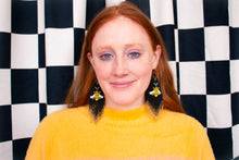 Load image into Gallery viewer, Beaded Bee Fringe Statement Earrings
