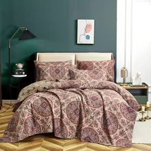 Load image into Gallery viewer, Tache Bohemian Desert Medallion Boteh Paisley Orange Blue Taupe Quilt Set (TJ3502)