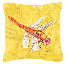 Load image into Gallery viewer, Dragonfly on Yellow   Canvas Throw Pillow - 14x14 Decorative Pillow – Art for Your Home &amp; Patio