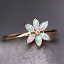 Load image into Gallery viewer, Water Lily Australian Solid Opal Diamond Engagement Ring 18K Yellow Gold