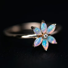 Load image into Gallery viewer, Water Lily Australian Solid Opal Diamond Engagement Ring 18K Yellow Gold