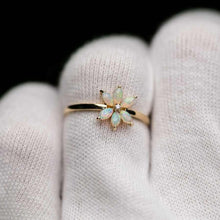 Load image into Gallery viewer, Water Lily Australian Solid Opal Diamond Engagement Ring 18K Yellow Gold