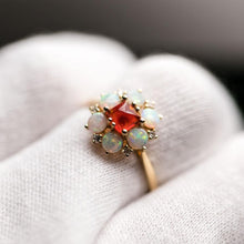 Load image into Gallery viewer, The Precious - Sugarloaf Cut Mexican Fire Opal Diamond Engagement Ring 18K Gold
