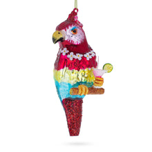 Load image into Gallery viewer, Parrot with Drink Glass Christmas Ornament