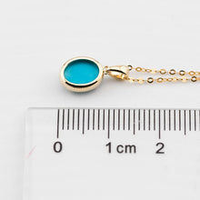 Load image into Gallery viewer, Minimal Style Oval Turquoise Pendant Necklace 18k Yellow Gold