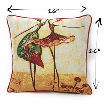 Load image into Gallery viewer, Tache Abstract Ballerina Art Golden Beige Woven Tapestry Throw Pillow Cover (18110)