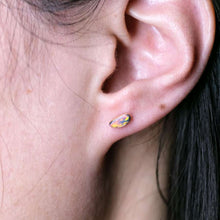 Load image into Gallery viewer, Minimalist Free Shaped Australian Doublet Opal Stud Earrings 18K Yellow Gold