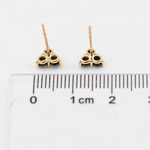 Load image into Gallery viewer, Minimalist Three Stone Australian Doublet Opal Stud Earrings 14K Yellow Gold