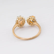 Load image into Gallery viewer, Australian Opal &amp; Fire Opal Halo Diamond Engagement Ring 18K Gold
