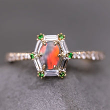 Load image into Gallery viewer, The One - Black Opal, Baguette Diamond, Tsavorite Engagement Ring 18K Yellow Gold
