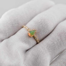 Load image into Gallery viewer, Minimalist Mexican Fire Opal Diamond Engagement Ring 18K Yellow Gold