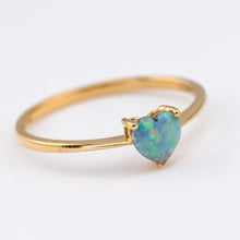 Load image into Gallery viewer, Minimalist Heart Shaped Solid Opal Engagement Ring 14K Yellow Gold