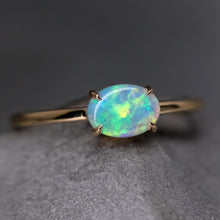 Load image into Gallery viewer, 18K Yellow Gold Engagement Ring featuring an Oval Australian Solid Opal