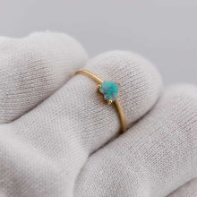 Load image into Gallery viewer, Minimalist Heart Shaped Solid Opal Engagement Ring 14K Yellow Gold