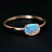 Load image into Gallery viewer, 18K Yellow Gold Engagement Ring featuring an Oval Australian Solid Opal