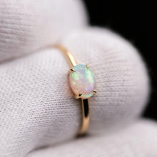 Load image into Gallery viewer, 18K Yellow Gold Engagement Ring featuring an Oval Australian Solid Opal