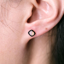 Load image into Gallery viewer, Black Agate Round Australian Solid Opal Stud Earrings 14K Yellow Gold