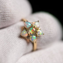 Load image into Gallery viewer, In My Heart - Fire Opal &amp; Australian Opal Diamond Engagement Ring 18K Gold