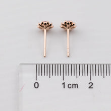 Load image into Gallery viewer, Peony Flower Stud Earrings with Pink Sapphire 14K Rose Gold
