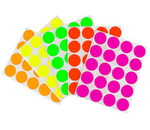 Load image into Gallery viewer, 1&quot; Removable Round Color-Code Sheeted Dot Pack (Fluorescent): 1,200/Pack