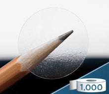 Load image into Gallery viewer, 1&quot; Crystal Clear Wafer Seals: 1,000/Roll - Pef. &amp; Non-Perf.