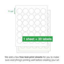 Load image into Gallery viewer, 1-1/2&quot; Printable Round Labels: 750/Pack