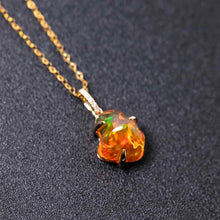 Load image into Gallery viewer, 1.84 ct Mexican Fire Opal &amp; Diamond Pendant Necklace 18K Yellow Gold