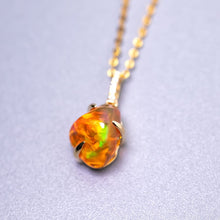 Load image into Gallery viewer, 1.84 ct Mexican Fire Opal &amp; Diamond Pendant Necklace 18K Yellow Gold