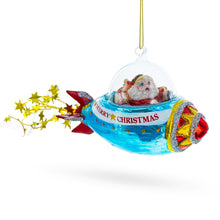 Load image into Gallery viewer, Cosmic Santa Riding Spaceship Glass Christmas Ornament