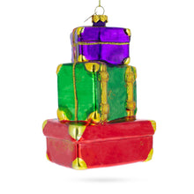 Load image into Gallery viewer, Vintage-Inspired Luggage with Travel Stickers Glass Christmas Ornament