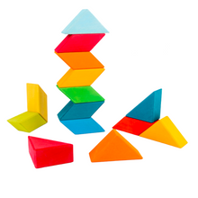 Load image into Gallery viewer, 36 Pcs STAINED Large Rainbow Square Indian Puzzle Blocks with Storage Tray