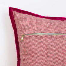 Load image into Gallery viewer, Chevron Wool Pillow Cover with Velvet Trim