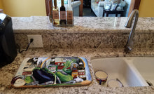 Load image into Gallery viewer, Eggplant and New Orleans Beers  Dish Drying Mat – Absorbent, Artistic Kitchen Essentials 1007DDM