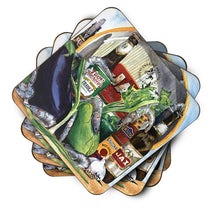 Load image into Gallery viewer, Eggplant and New Orleans Beers Coasters - Set of 4 Lightweight Foam, Absorbent Drink Coasters