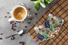 Load image into Gallery viewer, Eggplant and New Orleans Beers Coasters - Set of 4 Lightweight Foam, Absorbent Drink Coasters