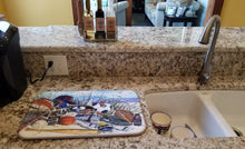 Load image into Gallery viewer, Sports on the Beach Dish Drying Mat – Absorbent, Artistic Kitchen Essentials 1011DDM