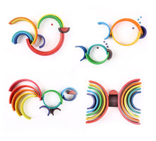 Load image into Gallery viewer, **Pre-order (Ships in 2-3 Weeks)**12 Pcs Large Wooden Rainbow Stacking Blocks in Primary Colors