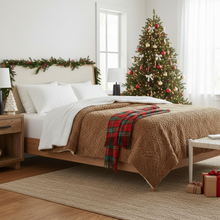 Load image into Gallery viewer, Tache Caramel Brown Faux Fur Throw Blanket Chevron Geometric Embossed (#10)