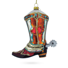Load image into Gallery viewer, Western Cowboy Boot Glass Christmas Ornament