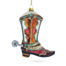 Load image into Gallery viewer, Western Cowboy Boot Glass Christmas Ornament