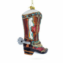 Load image into Gallery viewer, Western Cowboy Boot Glass Christmas Ornament
