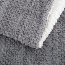 Load image into Gallery viewer, Tache Dark Grey Faux Fur Throw Blanket Bubble Textured Striped Embossed (#11)