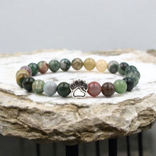 Load image into Gallery viewer, Natural Stone Beads Bracelet with Footprint Paw Charm