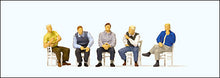 Load image into Gallery viewer, Preiser 10579 HO Scale Pedestrians -- Waiting Men Sitting on Chairs pkg(5)