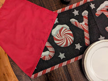 Load image into Gallery viewer, DaDa Bedding Peppermint Joy Red Black Holiday Tapestry Dining Table Runner (12904)