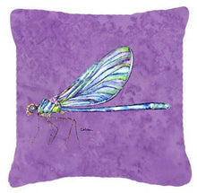 Load image into Gallery viewer, Dragonfly on Purple   Canvas Throw Pillow - 14x14 Decorative Pillow – Art for Your Home &amp; Patio